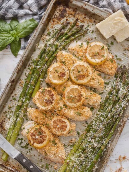 Healthy Lemon Parmesan Chicken and Veggies