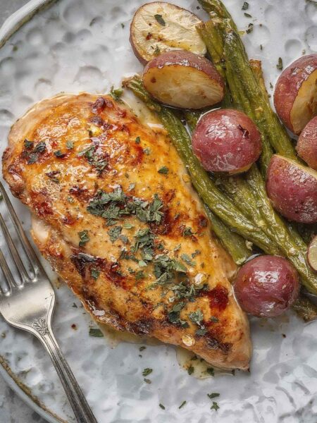 Skillet Chicken with Garlic Herb Butter Sauce