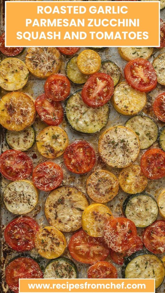 Roasted Garlic Parmesan Zucchini Squash and Tomatoes