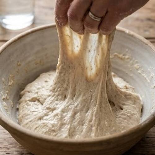 Step 4: Stretch and Fold - First Round Step 4: Stretch and Fold - First Round