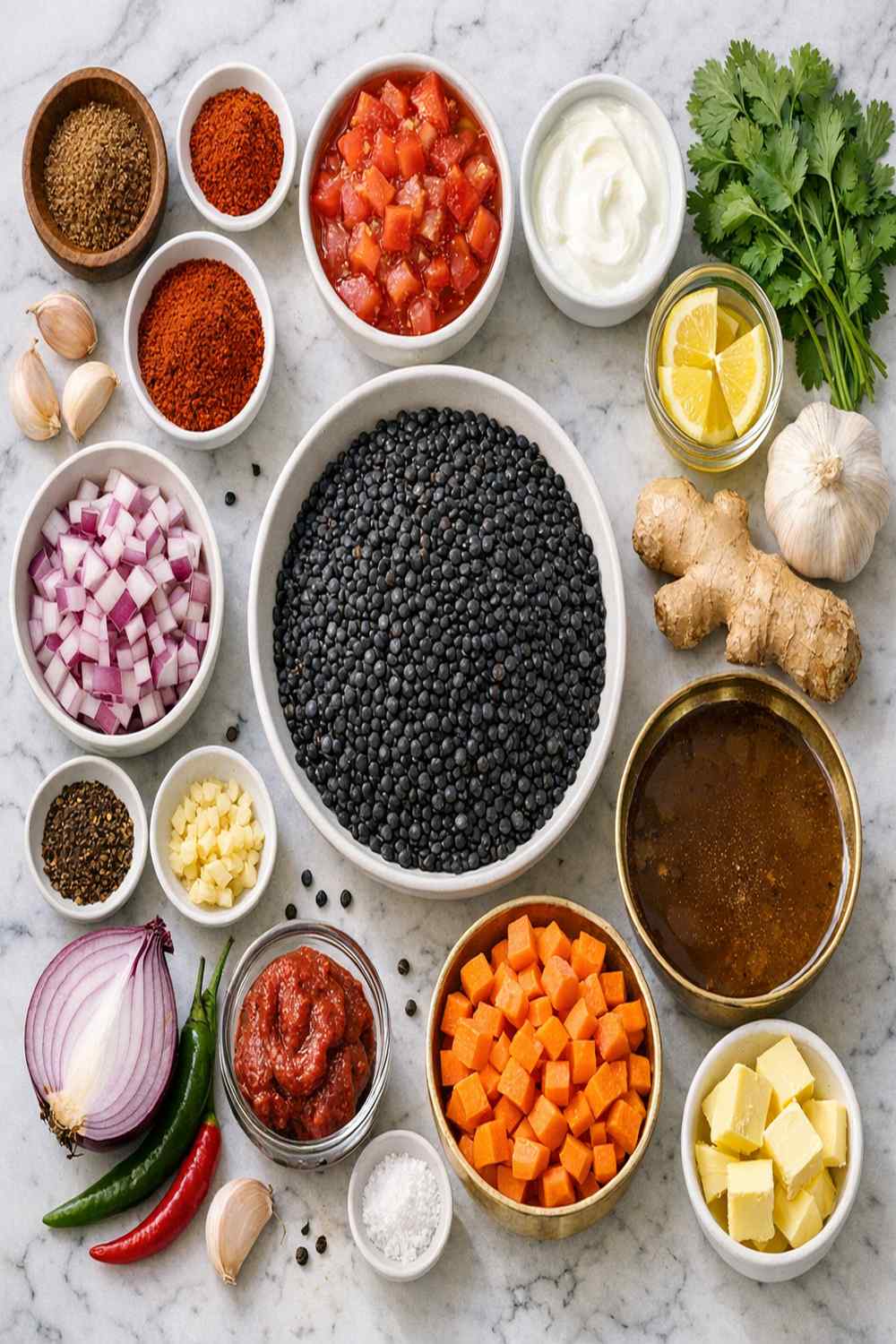 Black Lentil Recipe ingredients
